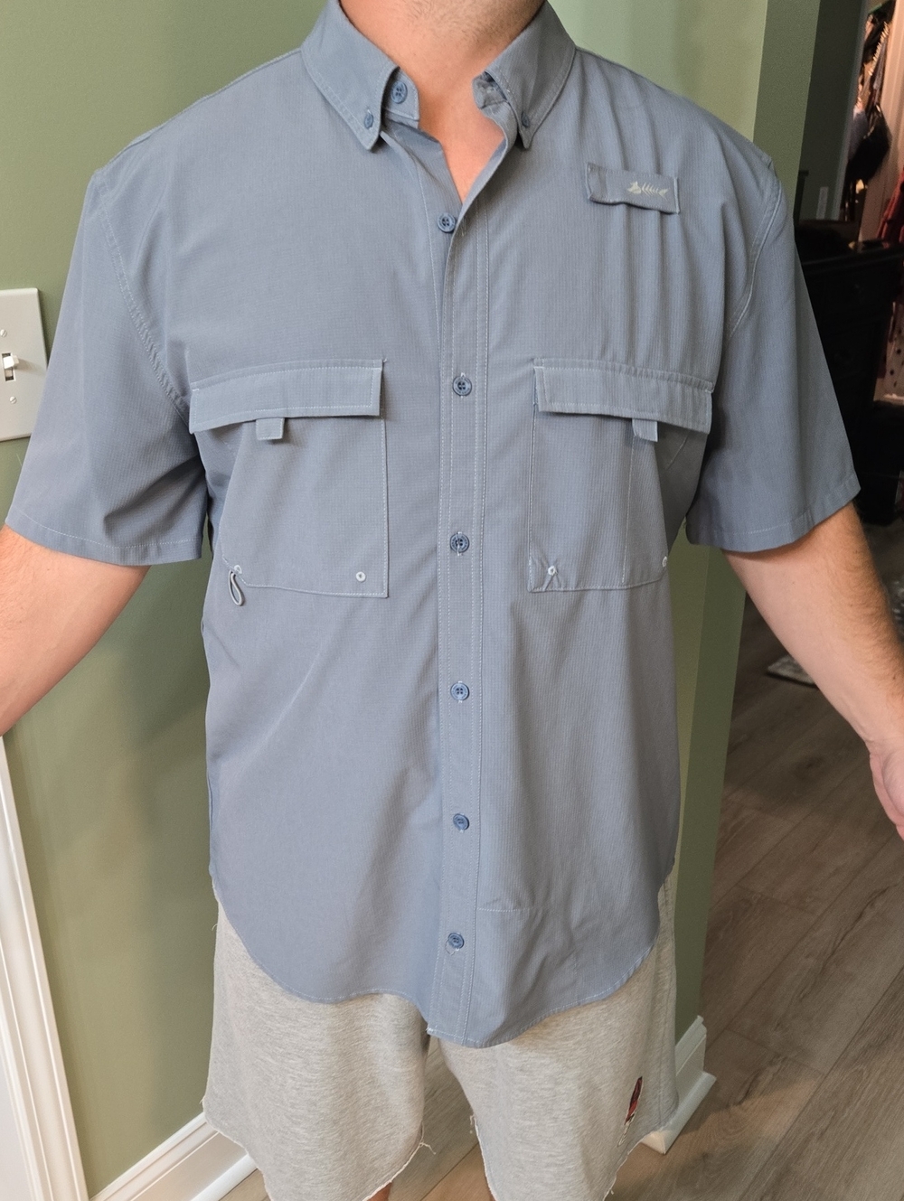 Men's Button-Down Short Sleeve Shirt in Slate Blue